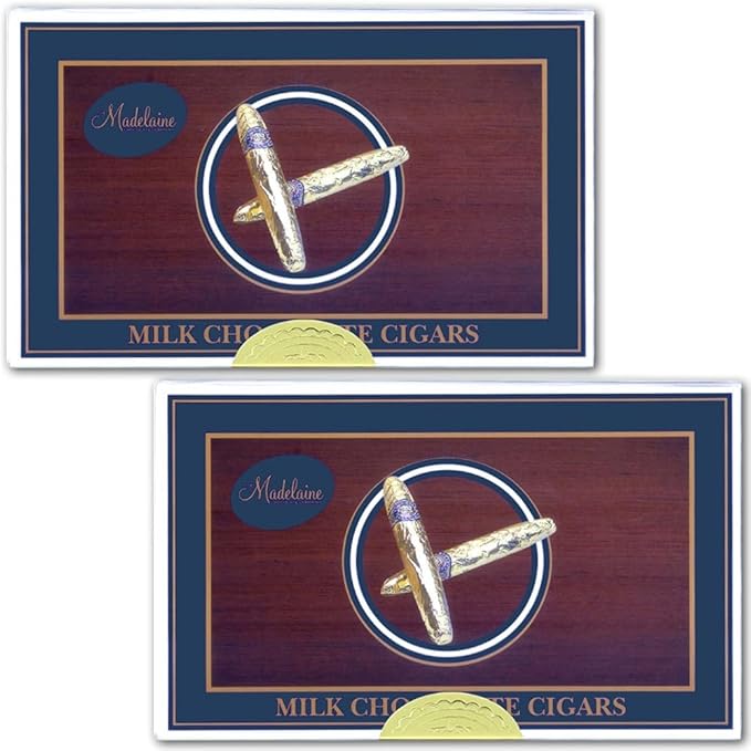 Madelaine Premium Milk Chocolate Cigars Gift Box - Chocolate Cigars Wrapped In Gold Italian Foils. (2 Pack 24 Cigars Box)