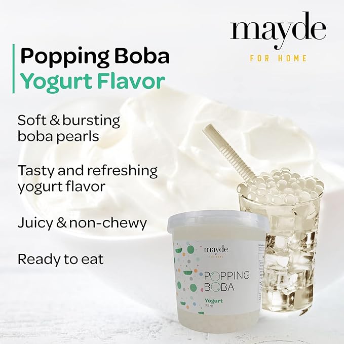 Mayde Popping Boba Pearls for Drinks Desserts &amp Breakfast Bowls (Yogurt Flavor 7 Pounds)