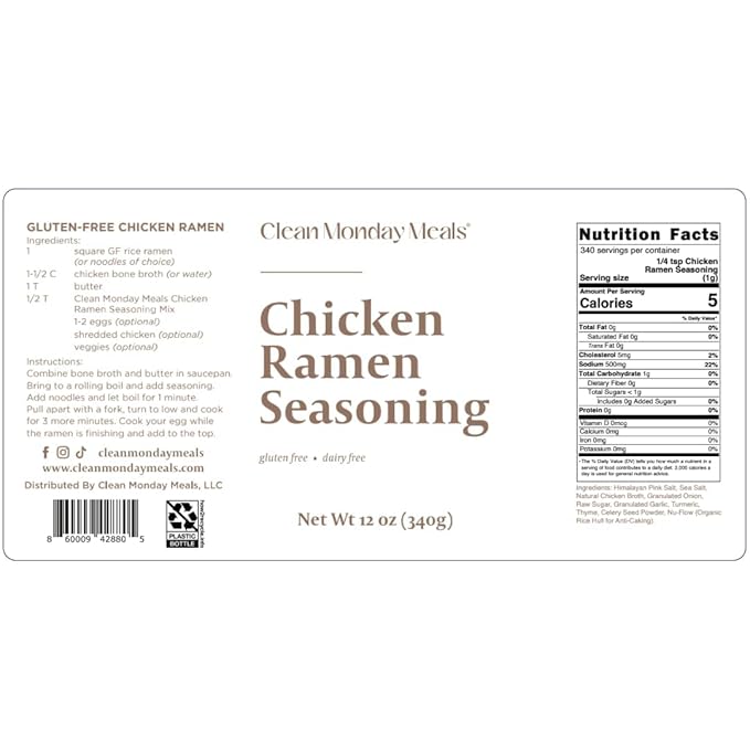 Clean Monday Meals Chicken Beef &amp Spicy Ramen Seasoning Pack | Gluten-Free Dairy-Free Non-GMO | Trio Pack for Noodles Broths &amp Meal Prep