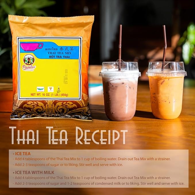 Pantai Thai Tea Mix - Authentic Restaurant-Quality Flavor for Homemade Premium Thai Iced Tea - 16 Ounces - Rich &amp Aromatic