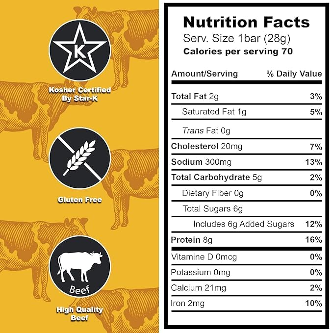 Aufschnitt Beef Bars - High Protein Snack with Grass Fed Beef - Kosher and Keto Friendly - Island Teriyaki Flavor with Pineapple and Chia Seeds 24 Count