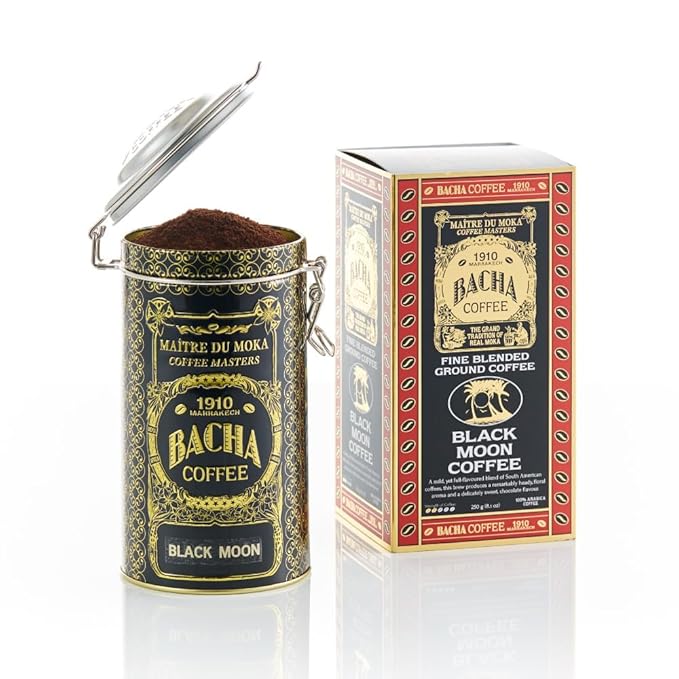 Bacha Coffee | Black Moon Fine Blended Ground Beans Medium Roast 100% Arabica Specialty Coffee 250g Autograph Collection Gift Box
