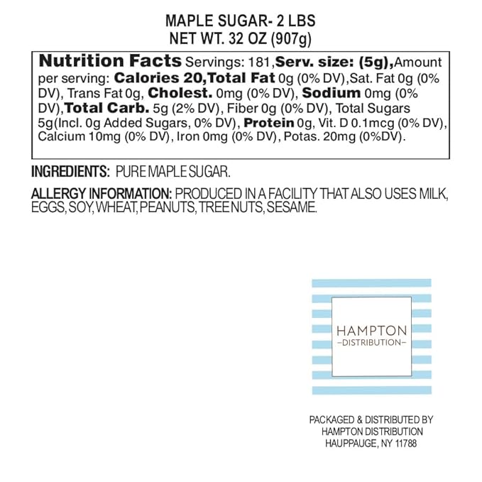 Maple Sugar 2 Pound Resealable Bag All-Natural Perfect for Cooking Baking &amp Blending