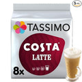 TASSIMO Costa Latte 16 discs 8 servings (Pack of 5 Total 80 discs 40 servings)