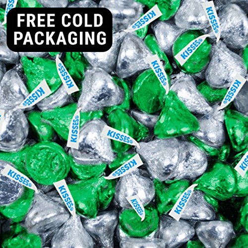 Green and Silver Hershey's Kisses 25lb (Free Cold Packaging)