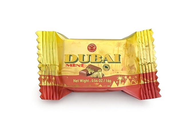 Angelique Chocolate Viral Pistachio Dubai Chocolate Mini ( Pack of 75 ) – Belgian Milk Chocolates with Knafeh &amp Real Antep Pistachios – Additives Free – Elegant Gourmet Gift Idea (0.56 Oz Angel H
