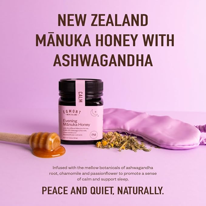 Egmont Everyday Wellness Duo – Raw Manuka Honey MGO 50+ (500g) &amp Night Honey with Ashwagandha (250g)