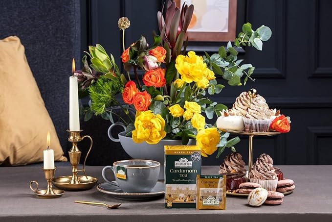 Ahmad Black Tea Classic Variety Pack with English Breakfast English Tea No.1 Darjeeling Ceylon Earl Grey &amp Cardamom Tea 20 Bags Each (Pack of 6)
