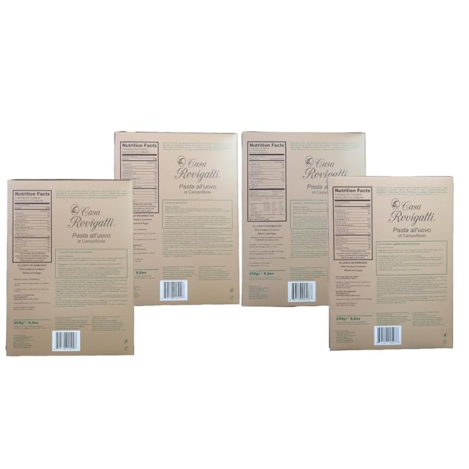 Casa Rovigatti Italian Egg Pasta Variety Pack Linguine Fettuccine Tagliatelle Maccheroncini Made in Italy 8.8 oz Each 4 Count