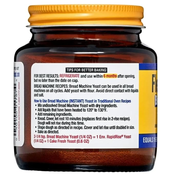 Fleischmann's Bread Machine Yeast Also Ideal for All Rapid Rise Recipes Equals 16 Envelopes 4 oz Jar (Pack of 2)