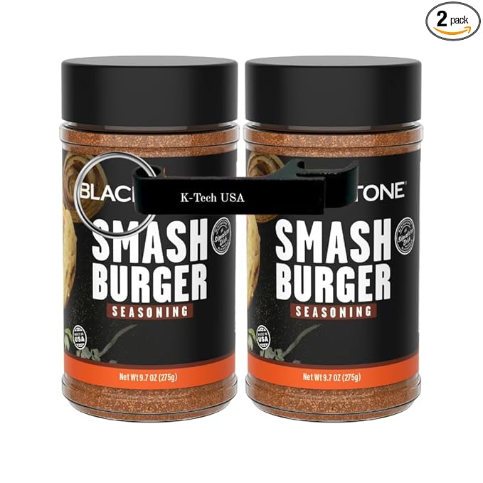 Blackatone Smash Burger Seasoning Blend Savory Burger-Style Spice Mix 9.7 oz Bottles (Pack of 2) with K-Tech USA Keychain