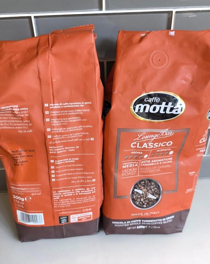 Caffè Motta Lounge Bar Classico Whole Bean Coffee Medium Roast 1.1 lbs per Bag 2 Packs