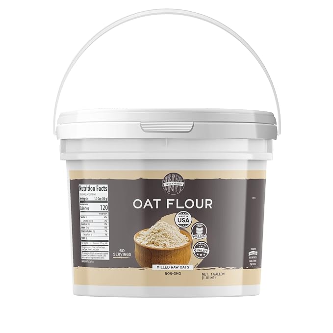 BIRCH &amp MEADOW Rolled Oats &amp Oat Flour Bundle (1 Gallon Buckets) Versatile Ingredients Oatmeal &amp Smoothies Flavorful