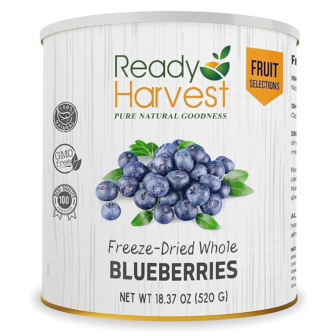 Ready Harvest Freeze-dried Blueberries Fruit Healthy Snacks Trail Mix Camping food School Snacks or Emergency Food Supply 30 Years | #10 Can
