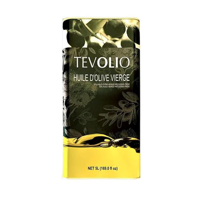 TEVOLIO VIRGIN OLIVE OIL 100% Pure and Cold-Pressed rich in antioxidants &amp healthy fats plant based vegetarian vegan versatile and premium quality low acidity EXTRA VIRGIN OIL - 5 LITER