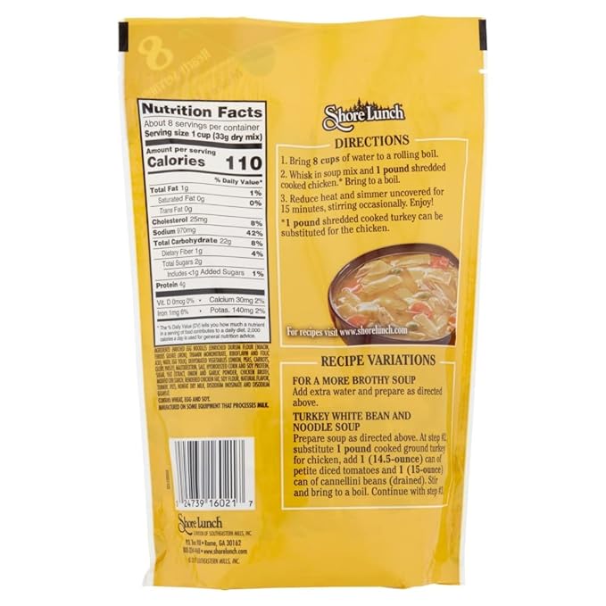 Shore Lunch Classic Chicken Noodle Soup Mix 9.2 oz 8 Hearty Servings Makes 1/2 a Gallon (Pack of 6)