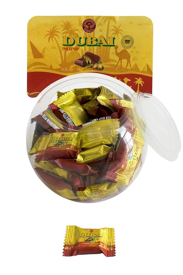 Angelique Chocolate Viral Pistachio Dubai Chocolate Mini ( Pack of 75 ) – Belgian Milk Chocolates with Knafeh &amp Real Antep Pistachios – Additives Free – Elegant Gourmet Gift Idea (0.56 Oz Angel H