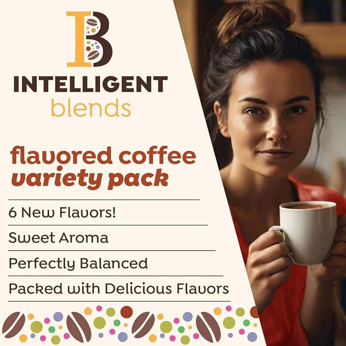 Intelligent Blends Flavored Coffee Pods Variety Pack 80 ct 6 Assorted Flavors Single Serve Pods – 100% Arabica Coffee Compatible with Keurig K Cups Maker