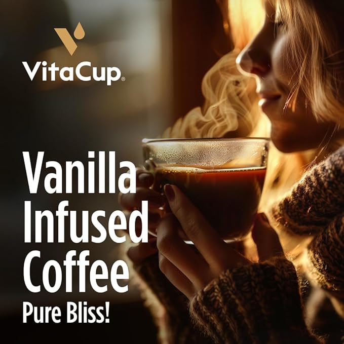 VitaCup Genius Vanilla Keto Coffee Pods w/MCT Oil Turmeric B Vitamins &amp D3 for Energy &amp Focus in Single Serve Pod Compatible with K-Cup Brewers Including Keurig 2.0 16 CT