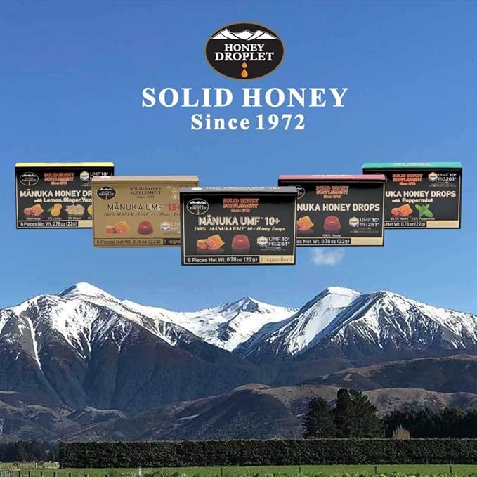 HONEY DROPLET] Blend UMF™10+ (MG 261+) 100% Manuka Honey Drops Truly Natural from New Zealand 1 Premium Ingredient 12 Packs (Original Flavor - Blend)
