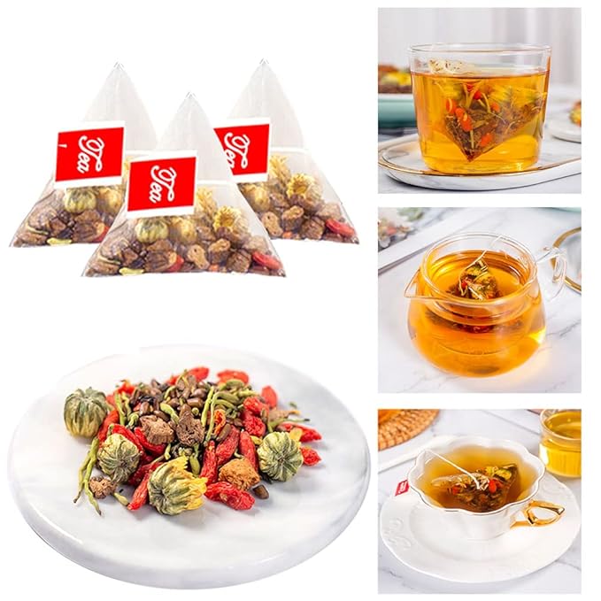 Chrysanthemum Cassia Seeds Tea Bags 2 Boxes 11.28OZ(320g8gX40Bags) Honeysuckle Chinese wolf-berry Sweet-scented Osmanthus Burdock Root Combination of Floral Tea 菊花决明子茶包