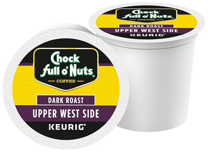 Chock Full o'Nuts Upper West Side Coffee Dark Roast Compatible with K-Cup Pods 12 CT (Pack of 4)