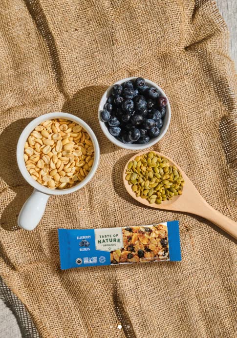 Taste of Nature Organic Blueberry Snack Bar - Healthy Gluten Free Non GMO Vegan Snack Bars with Mixed Nuts Fruits and Seeds - 16-Count Snack Pack
