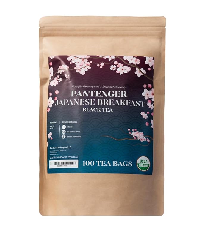 Organic Black Tea | 100 Tea Bags - Fine Japanese Breakfast Tea | Full Leaf Black Tea Organically grown in Japan Caffeinated | By Pantenger.