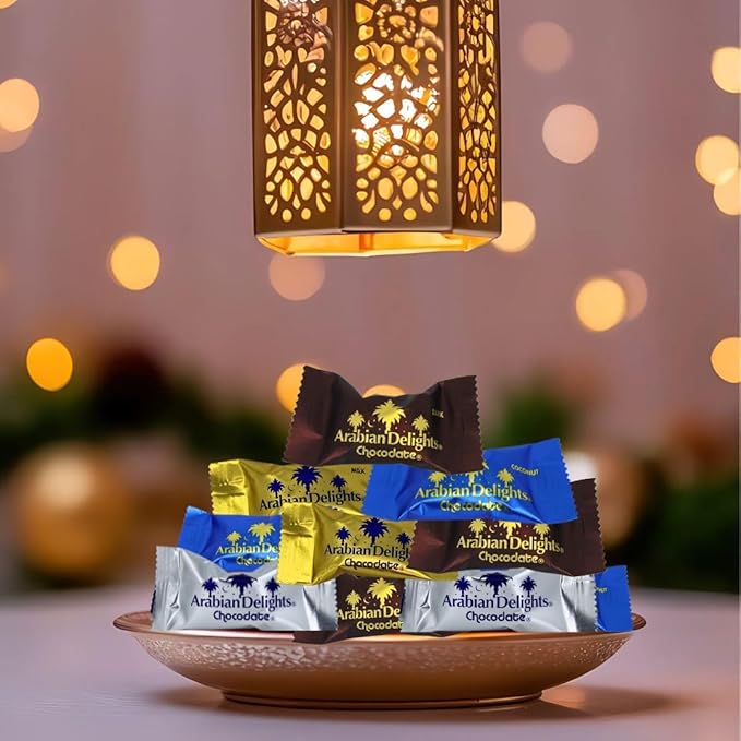Intense Delish Chocolate Covered Almond Stuffed Dates - Arabian Delights Chocodate Assorted Pouch 460g – Premium Chocolate Dates Gift Pack in Milk Dark White &amp Coconut Chocolates Varieties