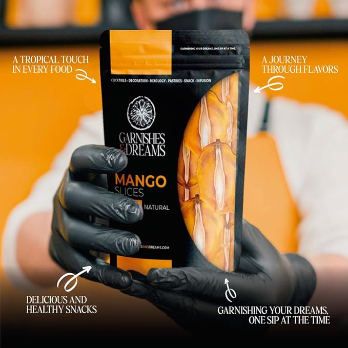 Garnishes &amp Dreams Dehydrated &amp Dried Mango Slices (7oz) – Natural Tropical Fruit for Cocktails Mixology Desserts &amp Healthy Snacking No Sugar Added Edible Dried Mango for Drinks &amp