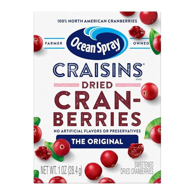 Ocean Spray Craisins Dried Cranberries Original Brick Pack 1 Ounce (Pack of 12)