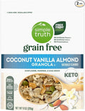Simple Truth Keto Grain Free Coconut Vanilla Almond Granola No Added Sugar Gluten Free Vegan 9 oz (2 Pack)