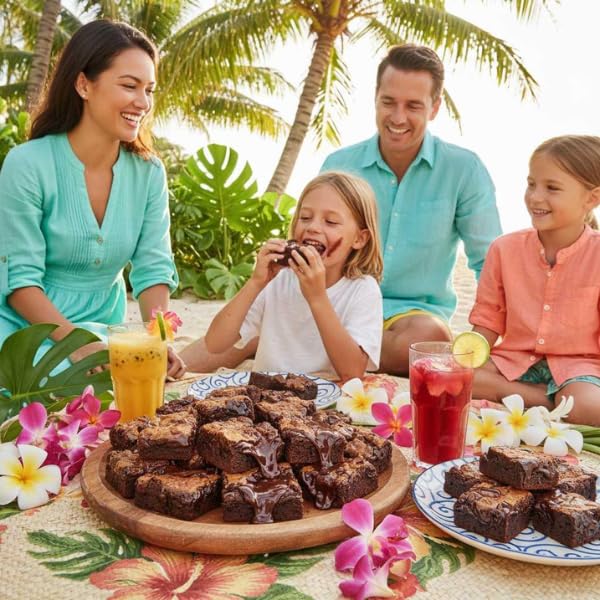 Hawaii's Best Butter Mochi Brownie Mix Hawaiian Chocolate Dessert Baking Mix with Ghirardelli Cocoa Gluten-Free Sweet Rice Flour Treat Easy-to-Bake Chocolate Brownies with Coconut &amp Vanilla 16