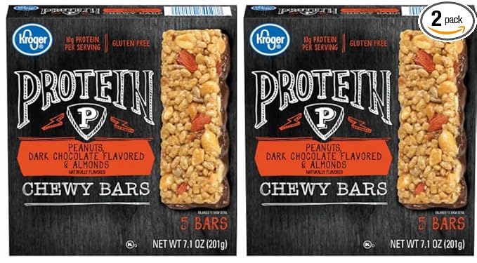 Pack Of 2 Peanuts Dark Chocolate Flavored &amp Almonds Protein Chewy Bars 5 ct / 1.42 oz. Each.