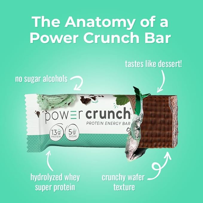Power Crunch Protein Wafer Bars High Protein Snacks with Delicious Taste Chocolate Mint 1.4 Ounce (12 Count) (Pack of 2)