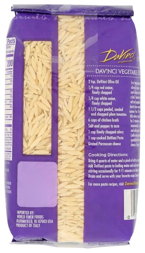 DaVinci Signature Orzo 16 Ounce Resealable Bags (Pack of 12)