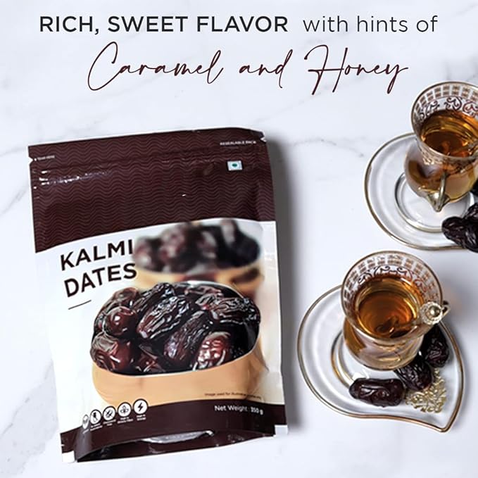 Generic Premium Kalmi Dates- Juicy &amp Delicious Khajoor Khajur | No artificial colours | Naturally Sweet | Instant Energy | Resealable Pouch - 350 gm