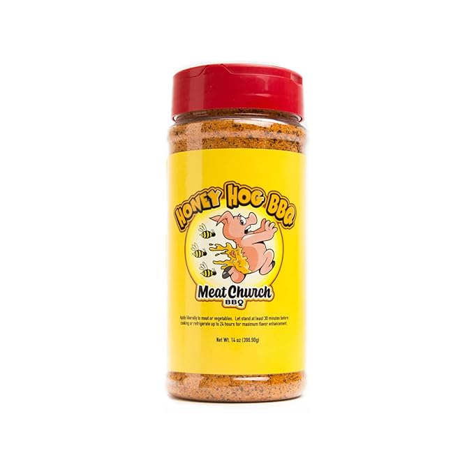 Meat Church Honey Hog BBQ Rub Combo: Honey Hog (14 oz) and Honey Hog Hot (13 oz) BBQ Rub and Seasoning for Meat and Vegetables Gluten Free One Bottle of Each