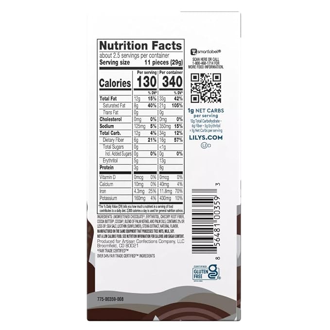 Lily’s Chocolate Bar Variety Pack Salted Chocolate Lovers – 6 Pack (Milk Salted Almond Dark 70% Sea Salt Dark Salted Almond)