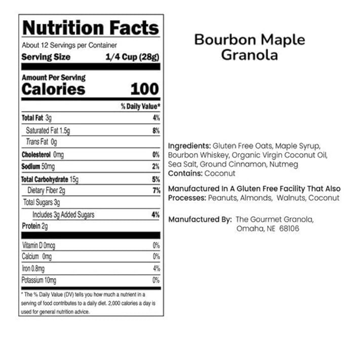 12oz Gourmet Granola - Bourbon Maple resealable bag