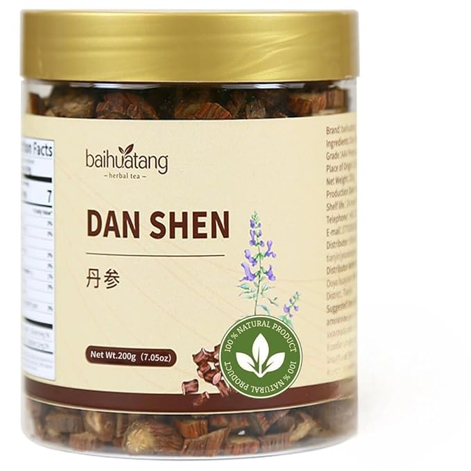Baihuatang Premium Dan Shen Root for Tea 200g/7.05oz Dried Dan Shen Herb Tea Cut Natural Chinese Herbal Tea No Additives Non-Sulfur Fumigation Premium Hand Selected 丹参 丹参片