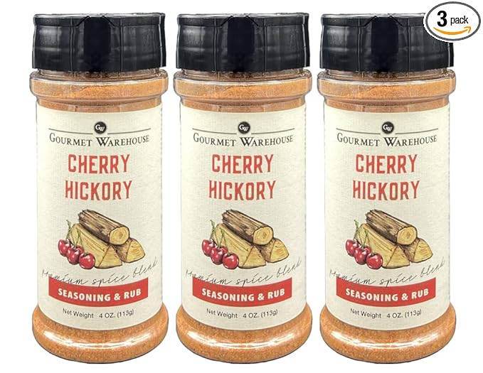 Gourmet Warehouse Cherry Hickory Spice Rub Gluten Free No MSG No HFCS 4 Ounces (Pack of 3)