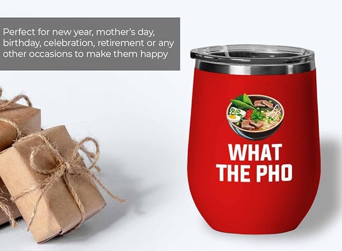 Ramen Lover Red Edition Wine Tumbler 12oz - What the pho - Food Lovers chicken pumpkin vegan pantry spicy noodles