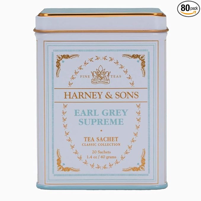 HARNEY &amp SONS TEA EARL GREY SUPREME TIN Pack of 4 Size 20 CT - No Artificial Ingredients
