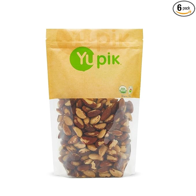 Yupik Organic Brazil Nuts 2.2 lb (35.2 oz) Pack of 6 Gluten-Free Vegan Kosher Non-GMO Raw Nuts Shelled Unsalted Unroasted Oil-Free Crunchy Nuts Excellent Source of Selenium Nutritious