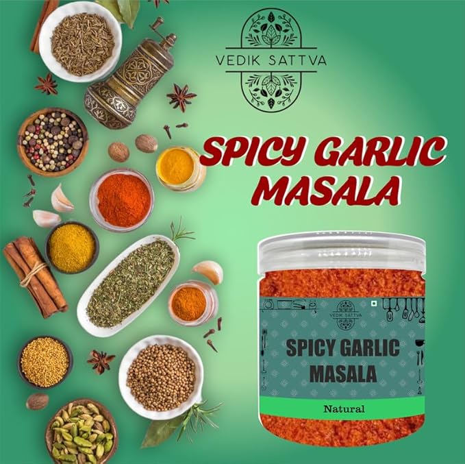 Vedik Sattva Natural Spicy Garlic Masala 7.05 OZ / 200 GM | Pack Of 1 Box
