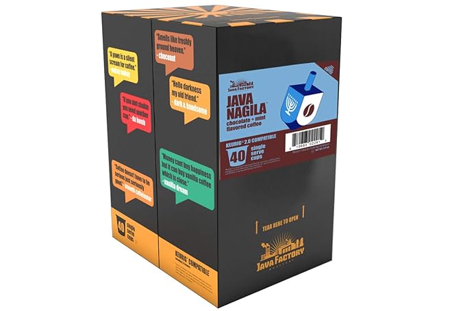 Java Factory Coffee Pods Dark Chocolate and Mint Flavored Coffee for Keurig K-Cup Brewers Java Nagila 40 Count