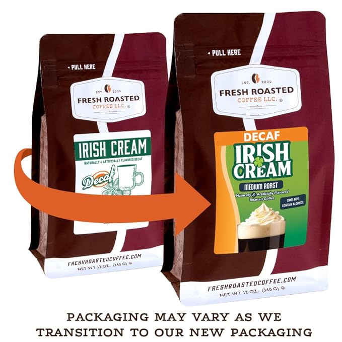 Fresh Roasted Coffee Decaf Irish Cream Coffee 2 lb (32 oz) Medium Roast Kosher Ground