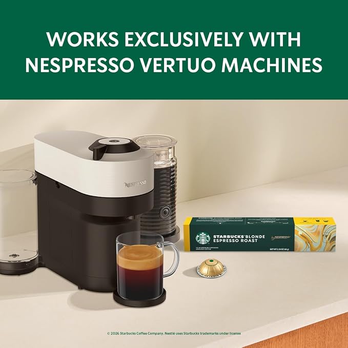 Starbucks by Nespresso Vertuo Blonde Roast Espresso 50-count Espresso Pods Brews 1.35 oz.