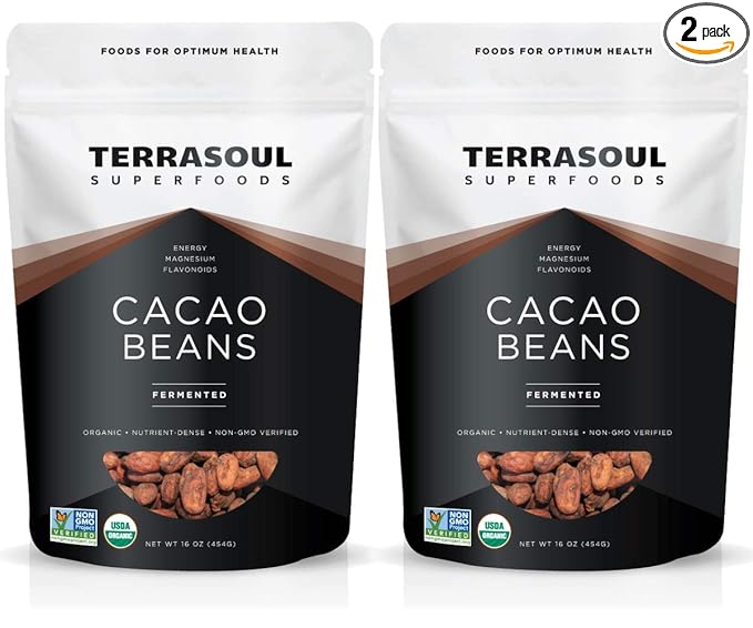 Terrasoul Superfoods Raw Organic Criollo Cacao Beans 2 Lbs (2 Pack)